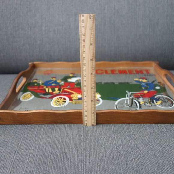 Vintage Clement Paris Cycles & Automobiles Mirror Glass Tray - Picture 10 of 12
